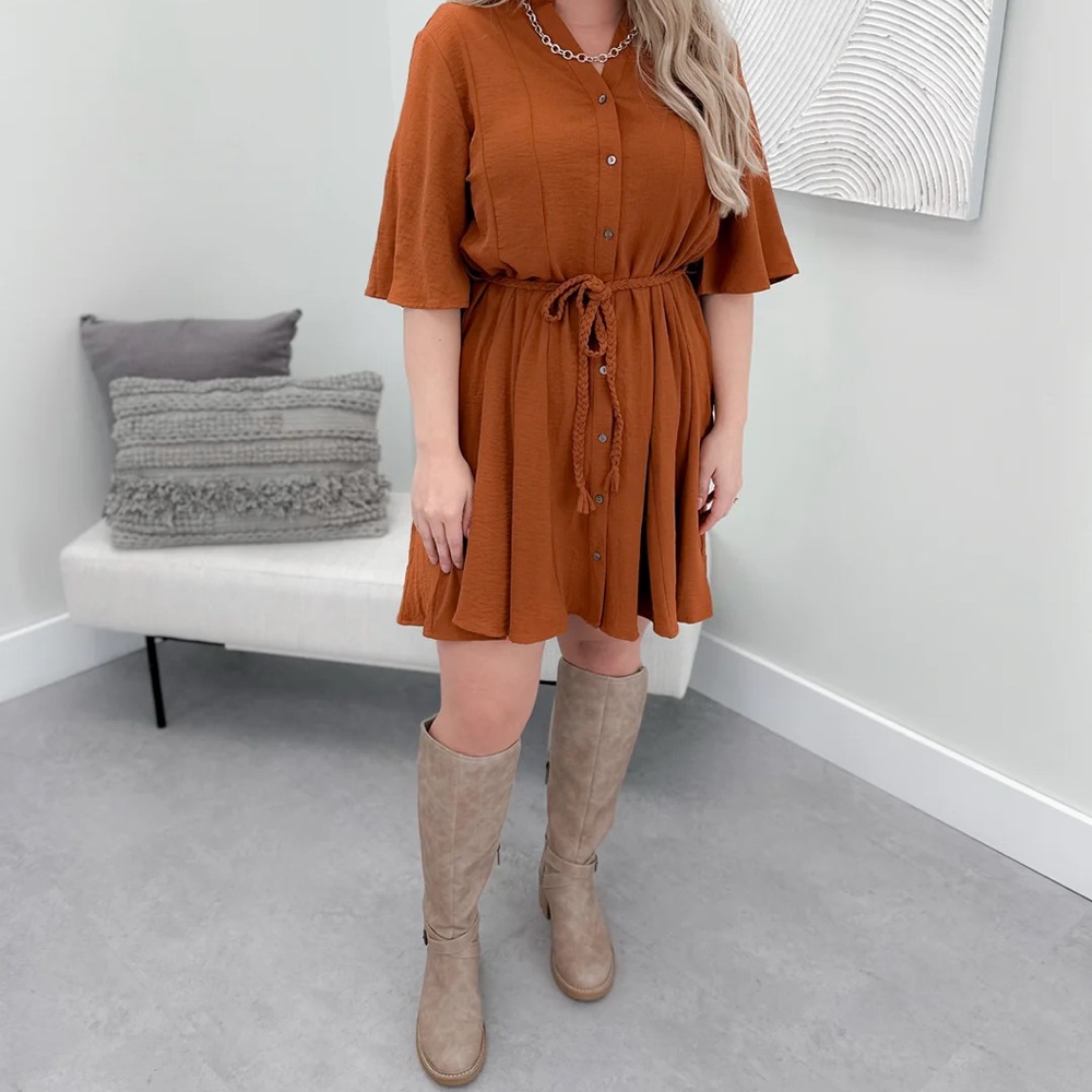 Burnt orange She and Sky Dress in Size Medium